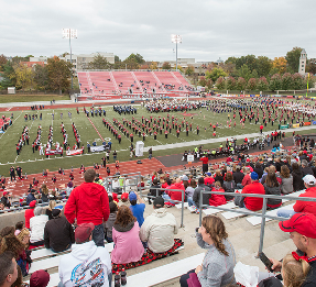 The band playing at a football game at UCM